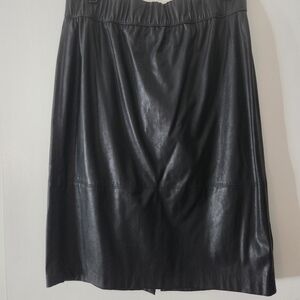Calvin Klein Black Leather Pencil Skirt